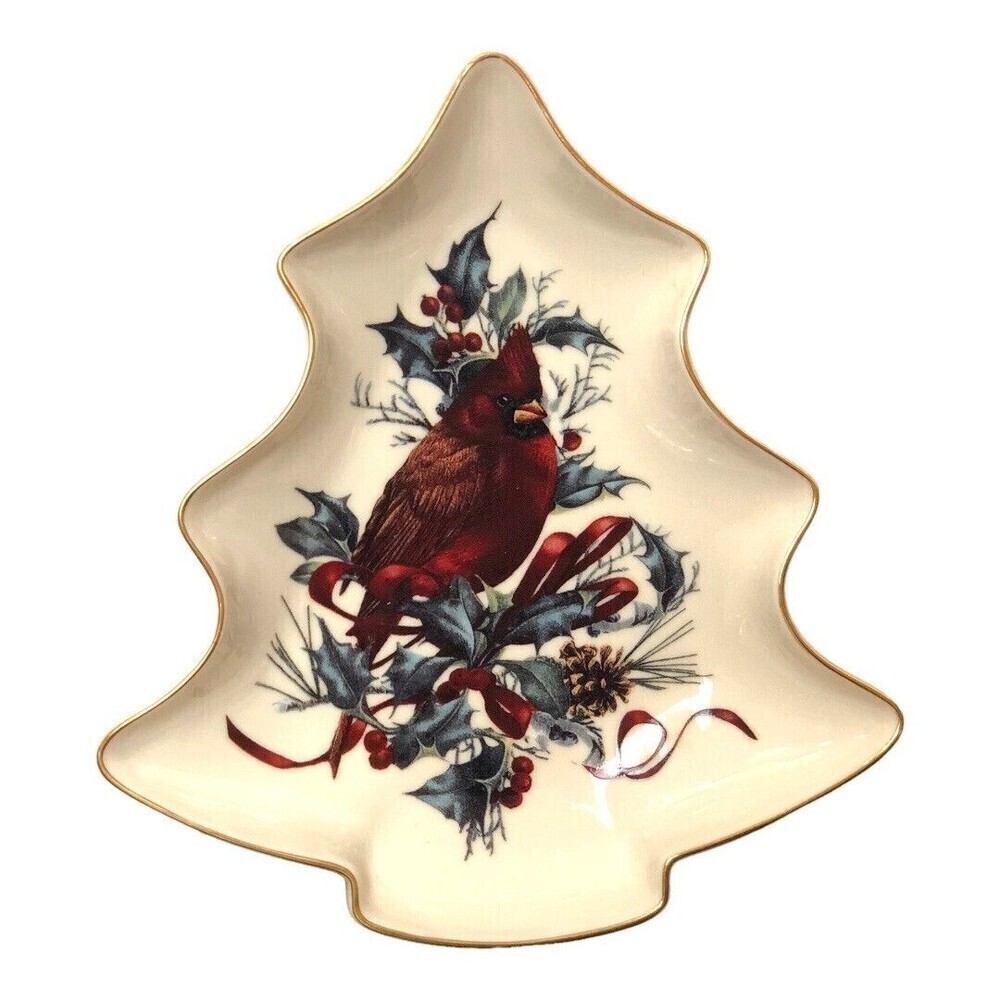 𝅺lenox Winter Greetings Tree Candy Dish Trinket Plate x Catherine McClung